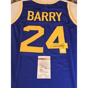 Rick Barry Autographed/Signed Jersey JSA COA Blue Custom Jersey